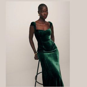 🆕 Reformation Bryson Dress / Forest Velvet/ Size 4 / ✂🏷️